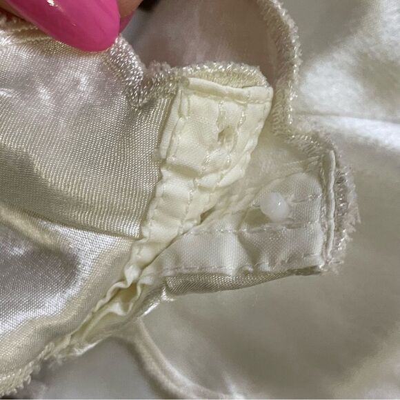 Vintage Etienne Bodysuit Sheer Lingerie Ivory White Flouncy Waist Size Small - Picture 12 of 15